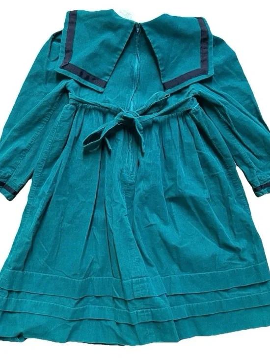 Vintage The Children’s Hour Turquoise Corduroy Long Sleeve Dress Size 6X - Picture 2 of 6